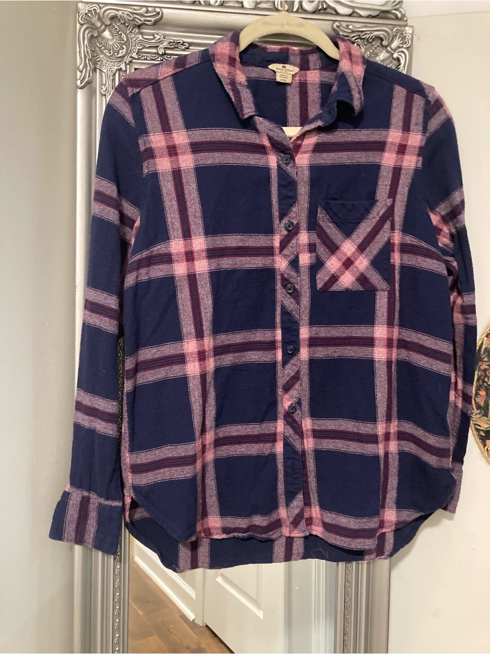 Woolrich Navy and Red Plaid Button-Down Shirt